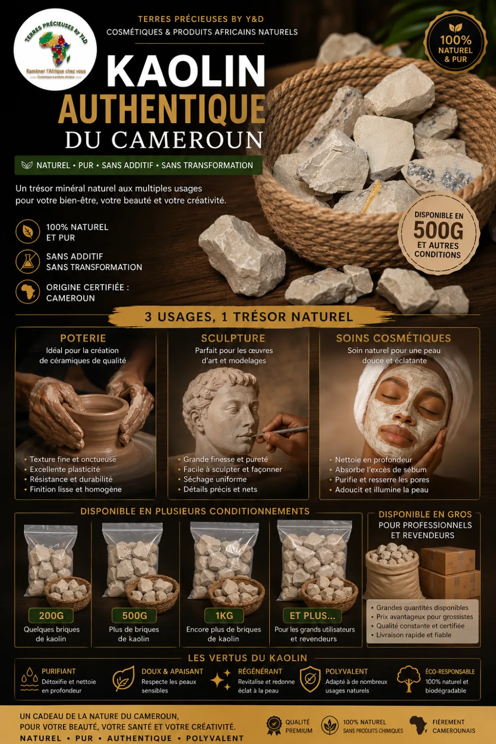 Kaolin authentique du Cameroun
